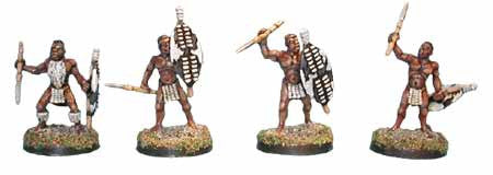 Unmarried Zulu Warriors with Assegais (4)